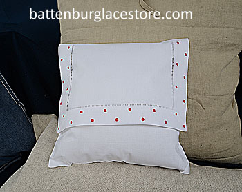 Envelope Pillow. Swiss Polka dots. TRUE RED color.12 in. - Click Image to Close